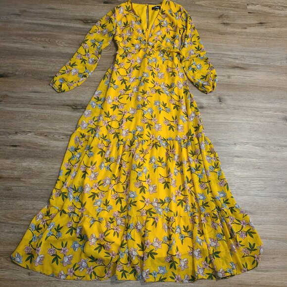 Lulus size XS Maxi Ruffle Dress Floral Chiffon Long sleeve Thrive Together - Picture 4 of 10